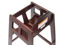 Mahogony Winco Rubberwood Natural Finish Knocked Down Stacking High Chair, 20 inch Length.