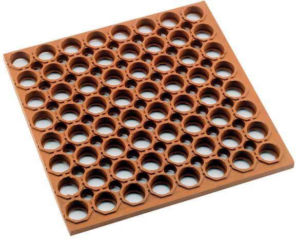 Winco Red Straight Edges Rubber Floor Mat, 3 X 5 X 3/4 Inch