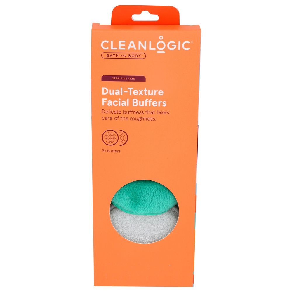 Cleanlogic Bath And Body Sensitive Skin Dual-texture Facial Buffers, 3 Count -- 6 Per Case
