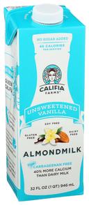 Califia Farms Unsweetened Vanilla Almond Milk, 32 Fluid Ounce -- 6 per case