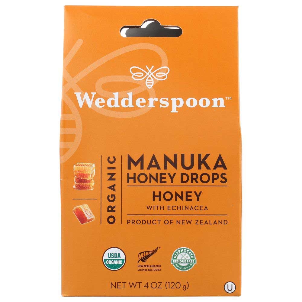 Wedderspoon Organic Honey with Echinacea Manuka Honey Drops, 4 Ounce