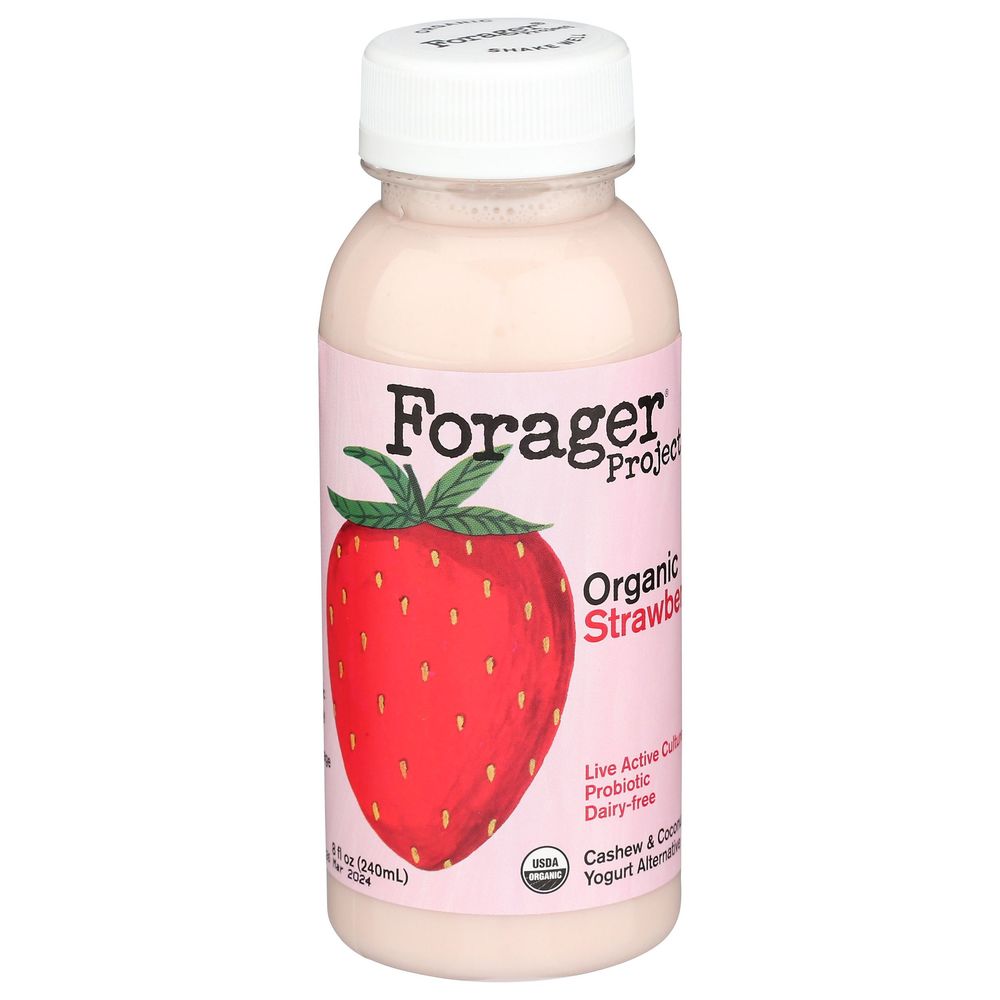Forager Strawberry Drinkable Cashewmilk Yogurt, 8 Fluid Ounce -- 6 per case