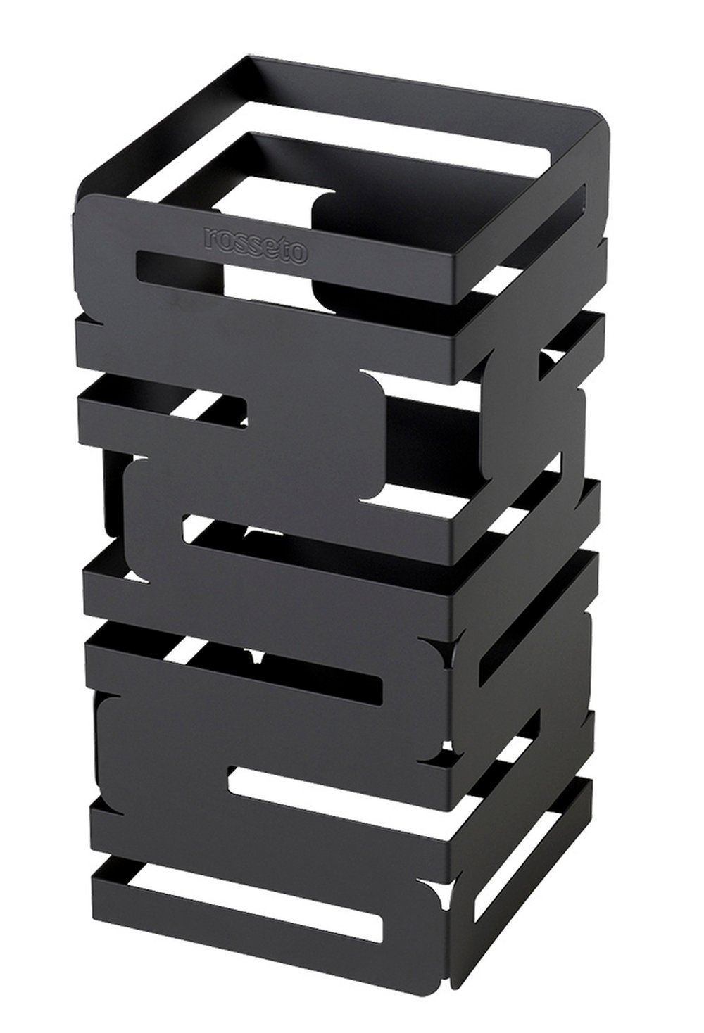 Rosseto Skycap 12 inch Black Matte Steel Finish Square Multi Level Riser, 6 x 6 x 12 inch