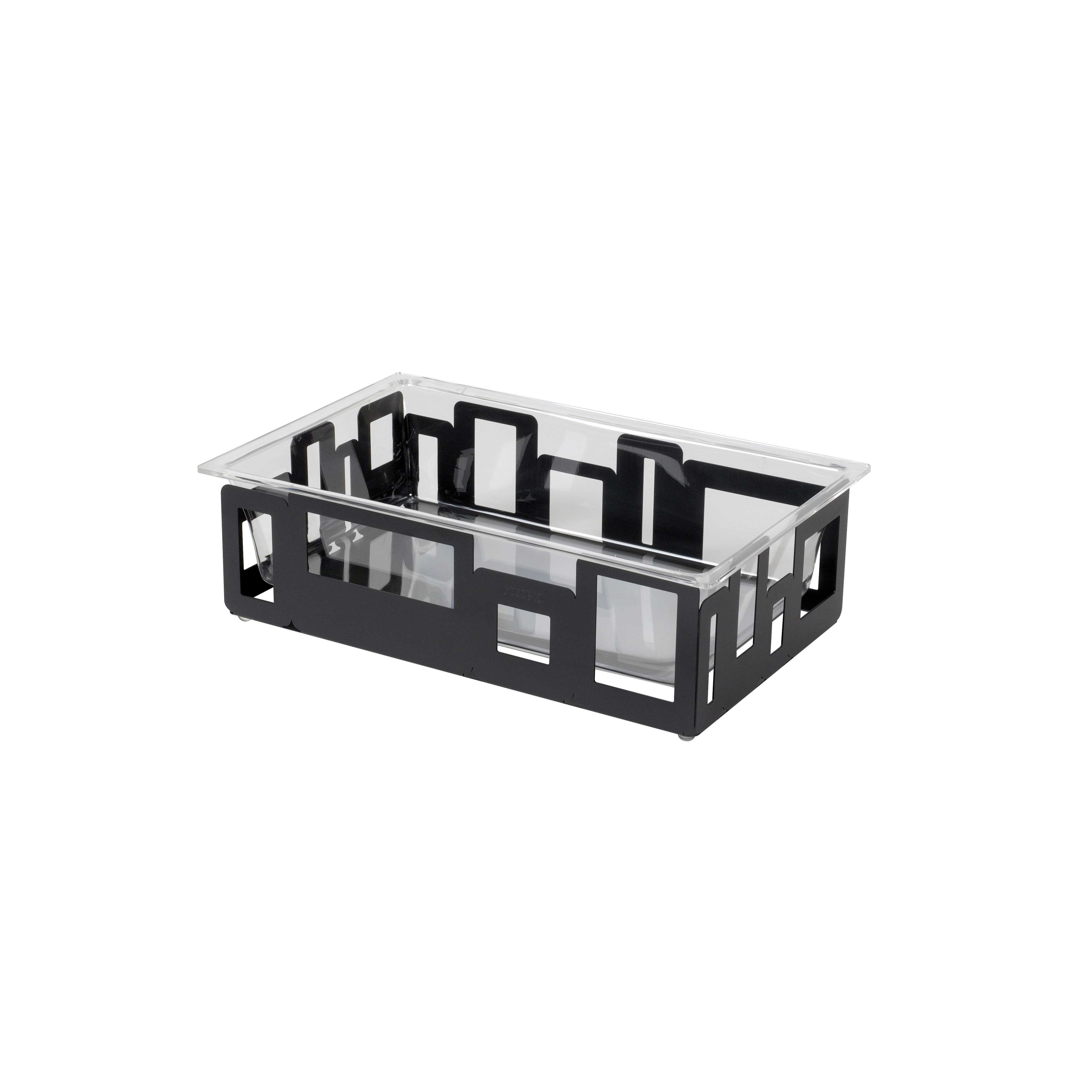 Rosseto Large Rectangular Black Matte Ice Housing With Acrylic Insert, 21 X 13 X 6.75 Inch