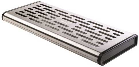 Rosseto 3 Container Wide Stainless Steel Wall Mount Catch Tray, 17.88 X 8 X 1.5 Inch