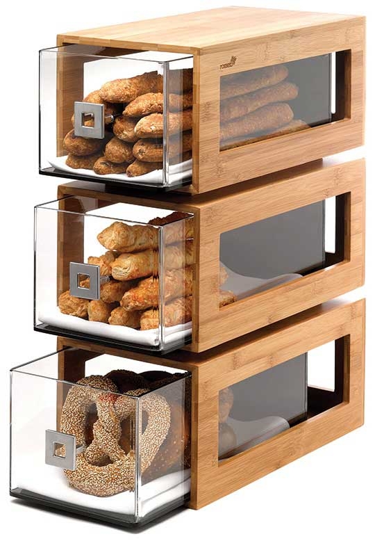 Rosseto Three Tier Bamboo Column with Drawer, 8 x 15.5 x 22 inch