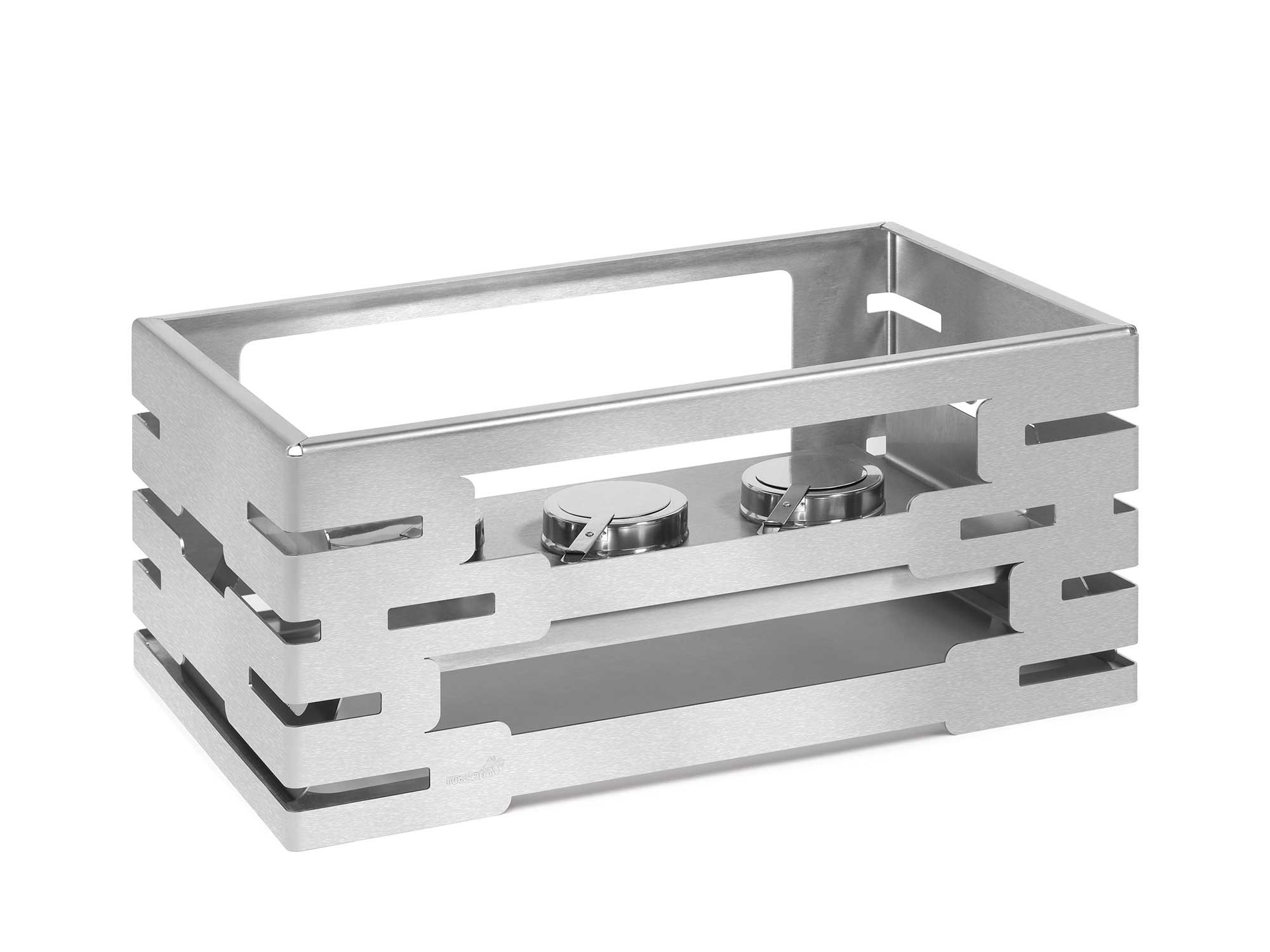 Rosseto Multi-Chef Stainless Steel Warmer with 3 Fuel Holders and Reversible Burner Stand, 21.5 x 13.5 x 10 inch
