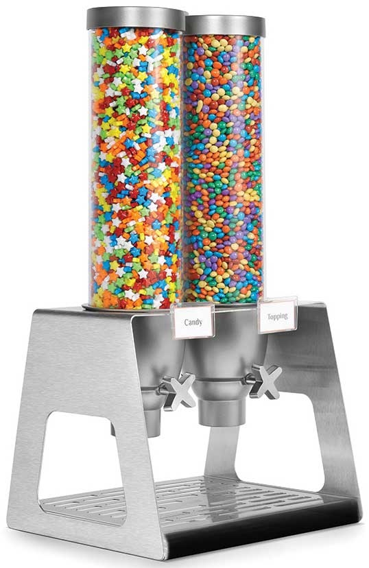 Rosseto EZ Serv 2 Container Stainless Steel Tabletop Dispenser with Catch Tray, 13.38 x 11.75 x 26 inch