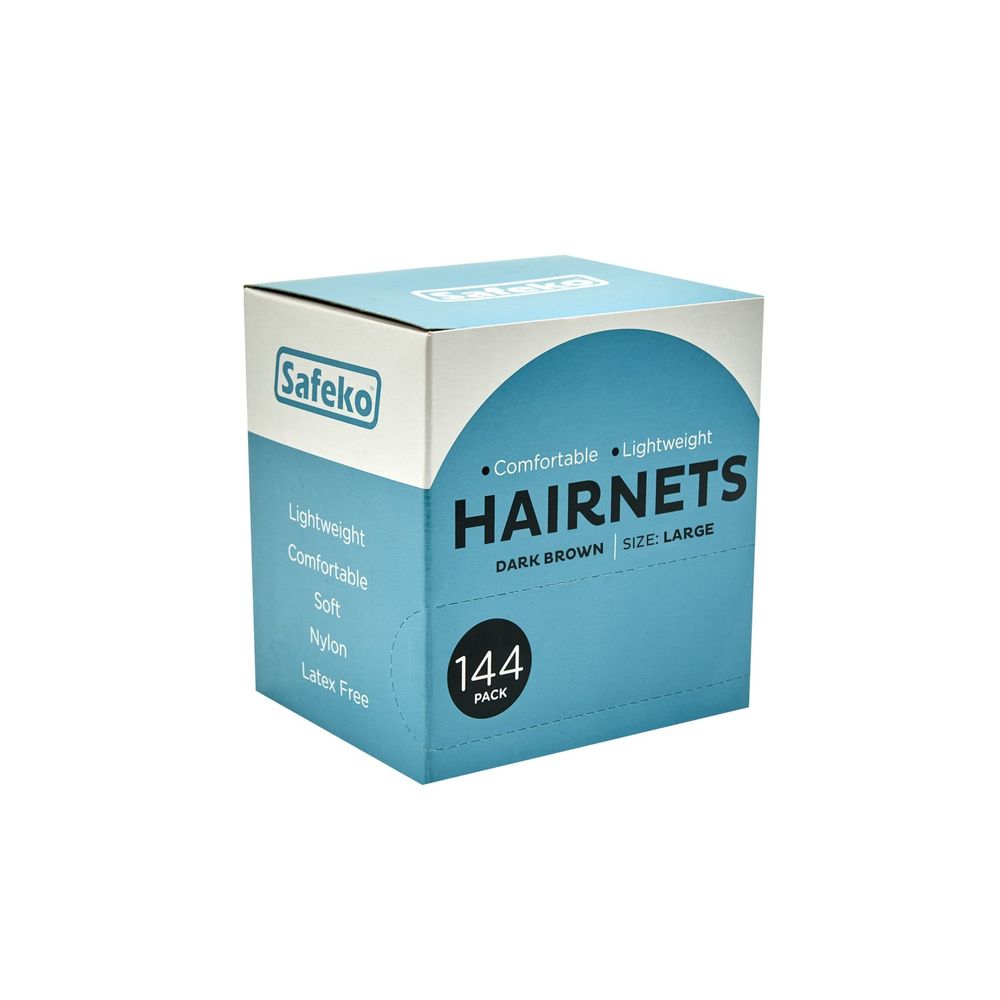 Safeko Dark Brown Large Lightweight Hairnet, 144 count -- 3 per case