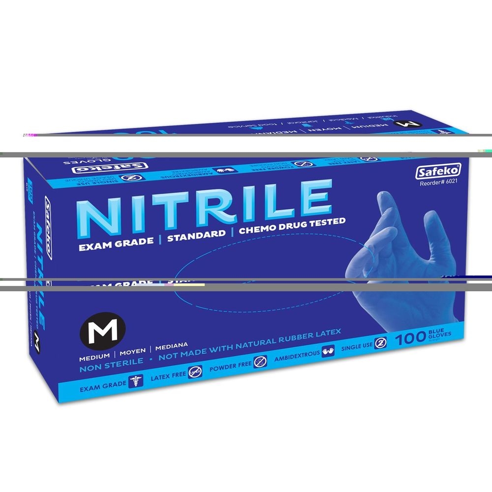 Safeko Medium Blue 4 Mil Powder Free Nitrile Examination Gloves, 100 Count -- 10 Per Case