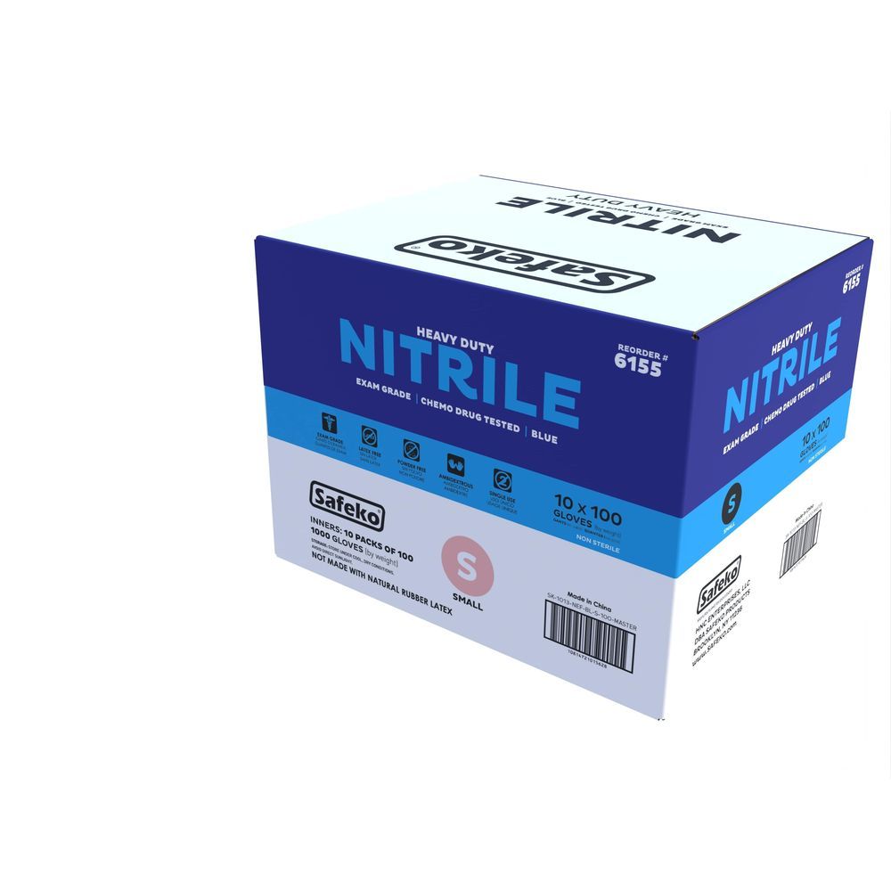 Safeko Small Blue 5 Mil Powder Free Nitrile Examination Gloves, 100 Count -- 10 Per Case