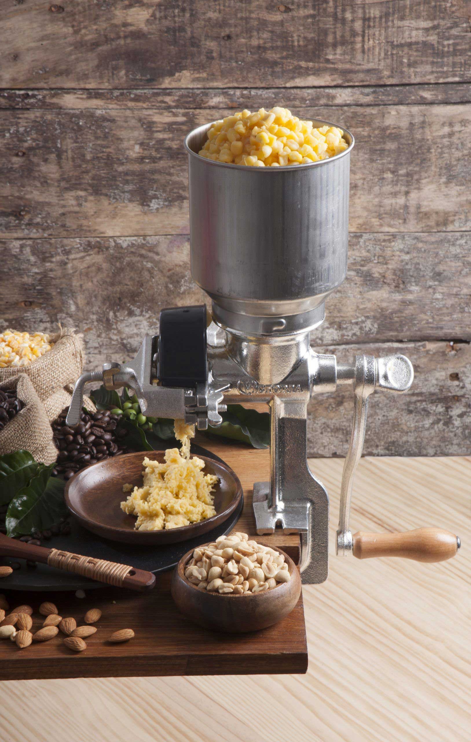 Victoria Tinned Cast Iron Grain Grinder with High Hopper -- 3 per case