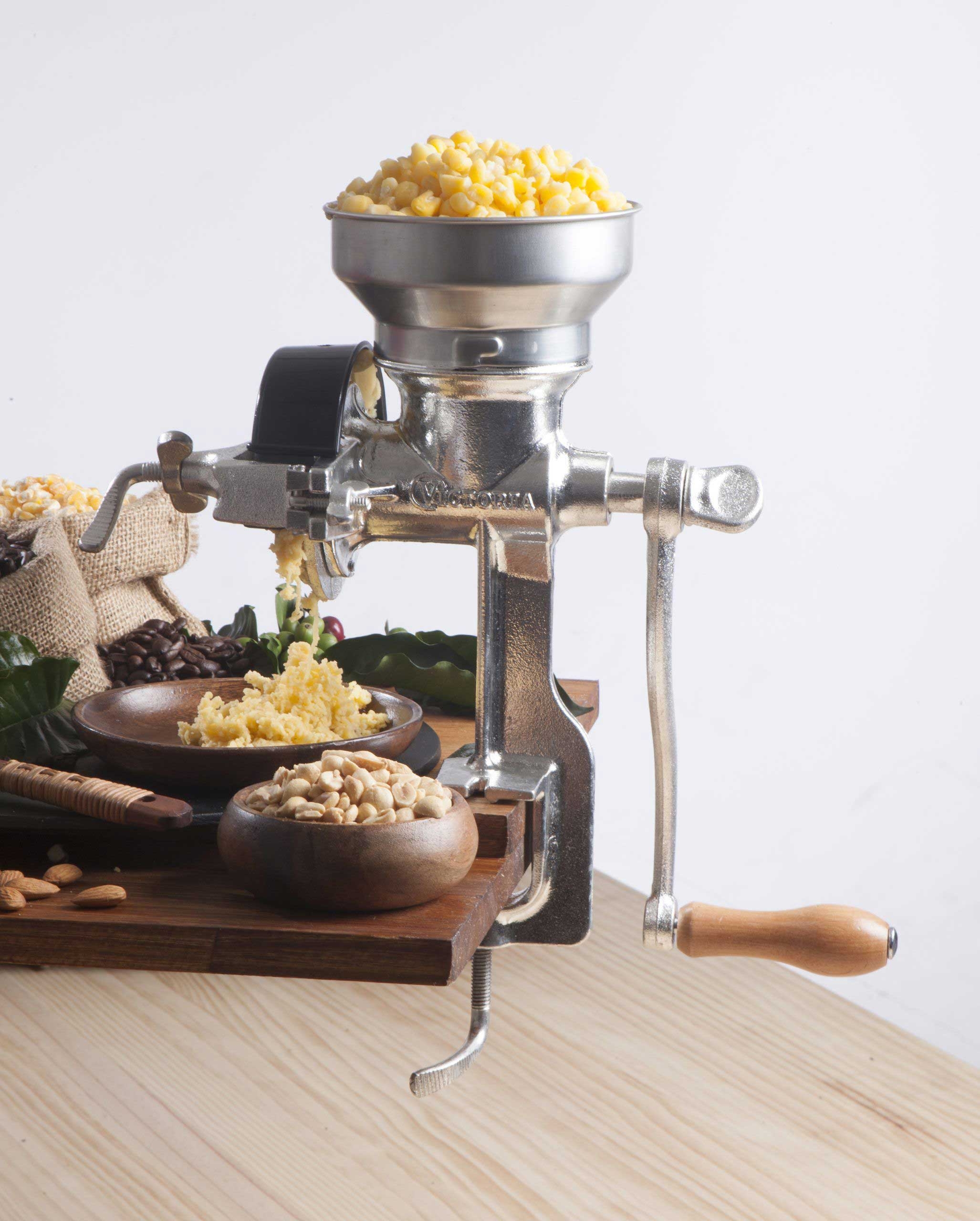 Victoria Tinned Cast Iron Grain Grinder with Low Hopper -- 3 per case