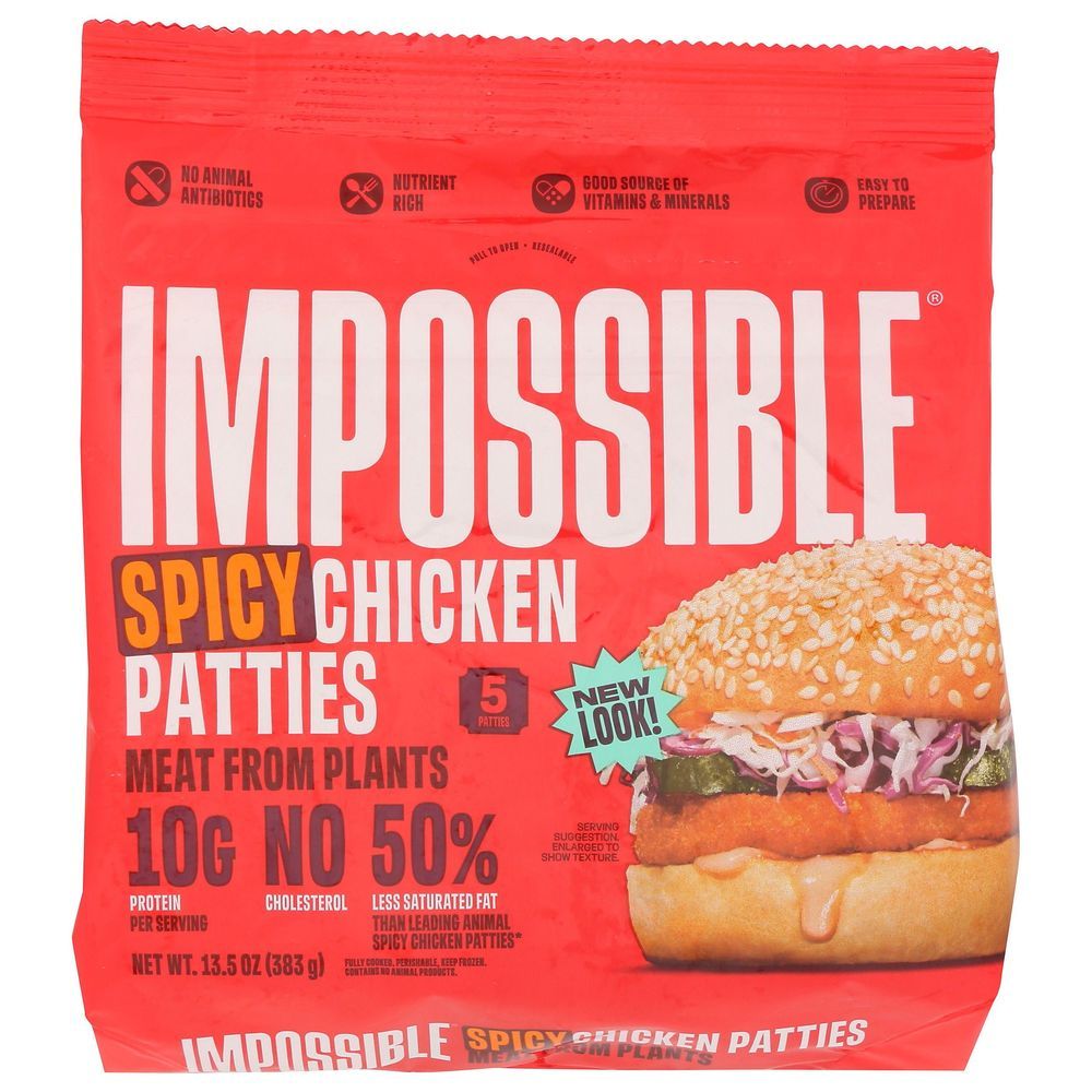Impossible Plant Based Spicy Chicken Patties, 13.5 Ounce -- 8 Per Case