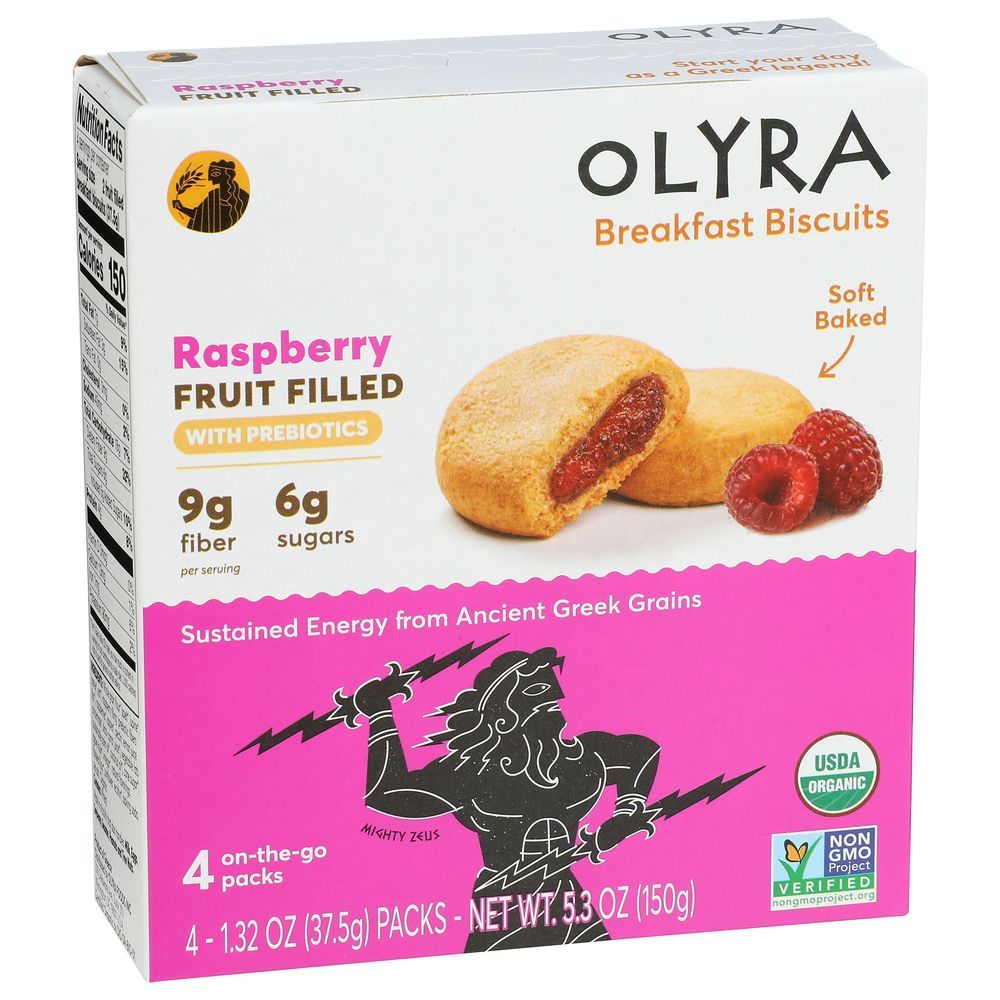 Olyra Organic Raspberry Fruit Filled Breakfast Biscuits, 5.3 Ounce -- 6 Per Case