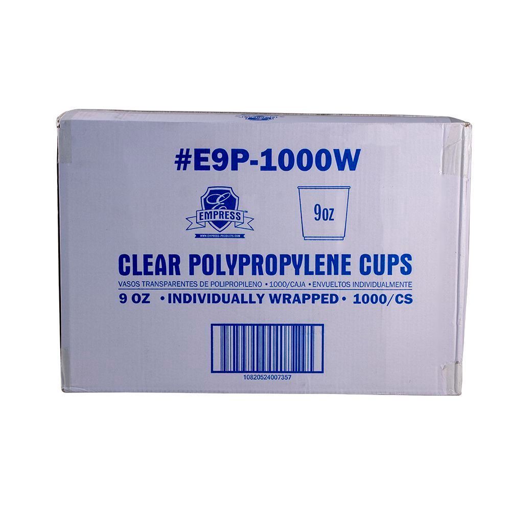 Empress Clear Polypropylene Wrapped Cup, 9 Ounce -- 1000 Per Case