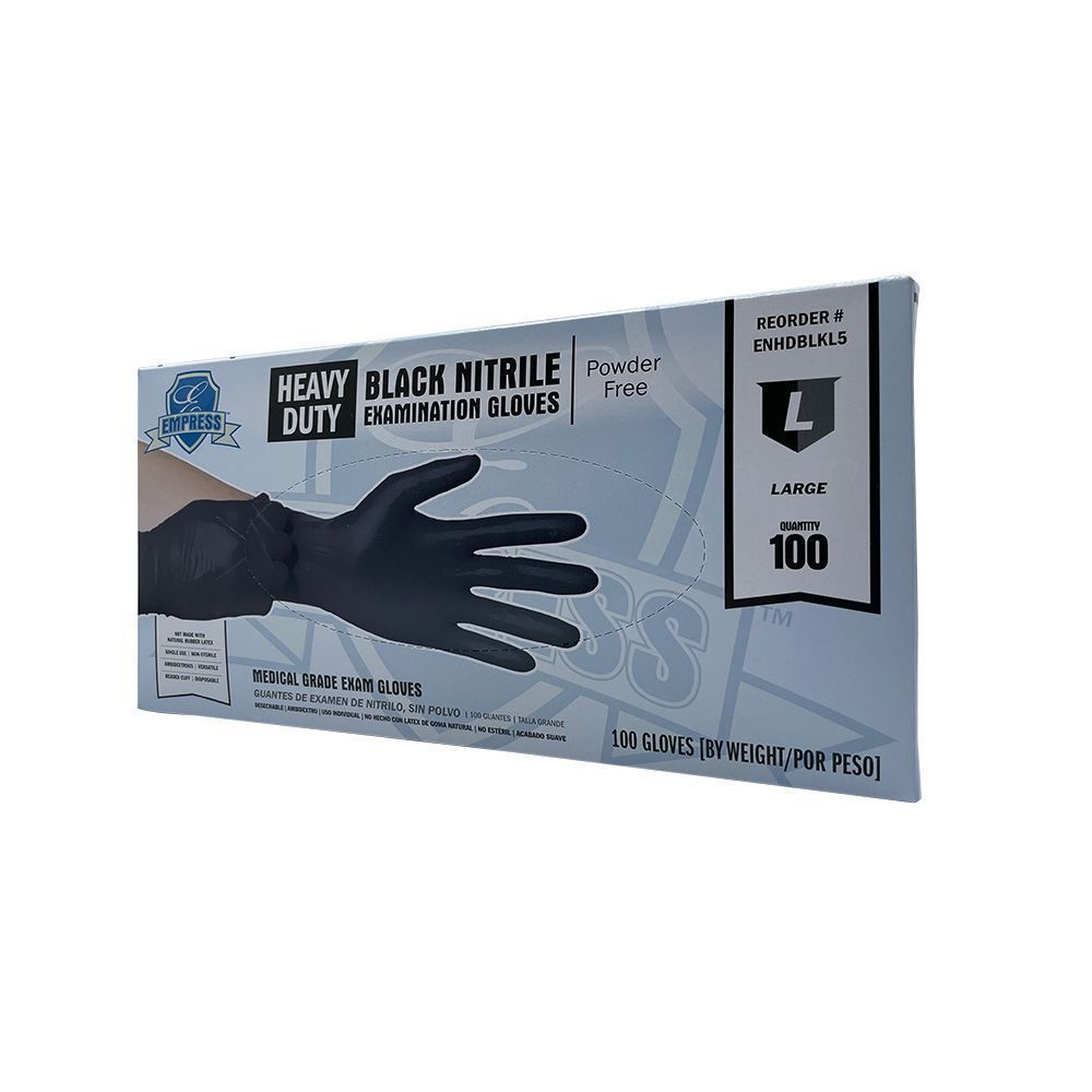 Empress Heavy Duty Large Black 5 Mil Exam Grade Nitrile Glove -- 1000 Per Case