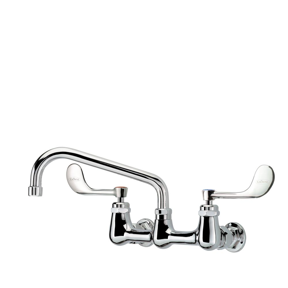 Krowne Royal Series 8 inch Center Wall Mount Faucet with 8 inch Spout and Vandal Resistant Wrist Blades Handles