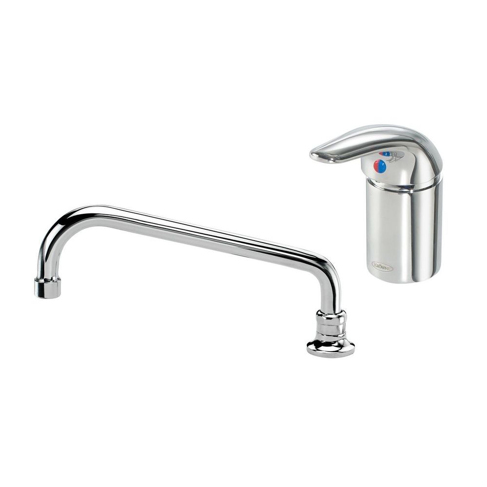 Krowne Royal Series Single Lever Deck Mount Remote Valve with 10 inch Width Remote Spout