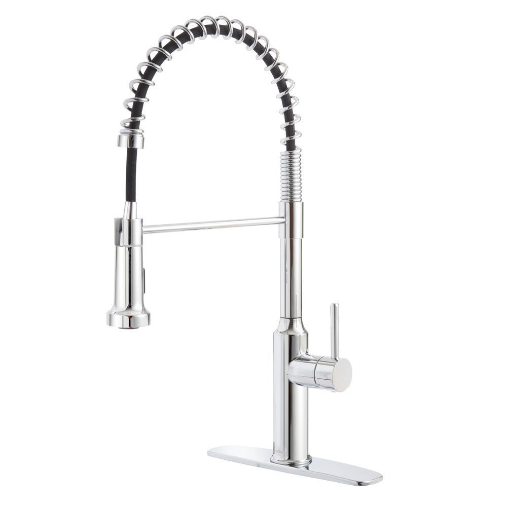 Krowne Chrome Finish Single Handle Kitchen Faucet with Exposed Spring