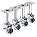 Krowne 8.5 to 10.5 inch Adjustable Height 3.5 x 3.5 inch Plate Caster with Side Brake and 3 inch Wheel, set of 4