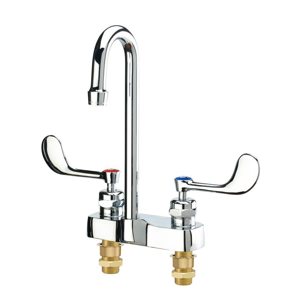 Krowne Royal Series 4 inch Center Deck Mount Lavatory Faucet with 3-3/4 inch Wide Gooseneck Spout