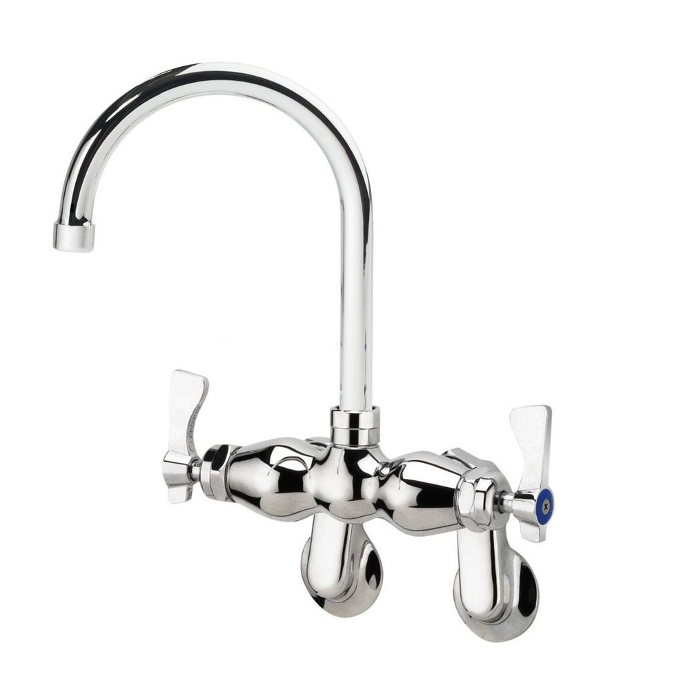 Krowne Royal Series Adjustable Center Wall Mount Faucet with 6 inch Wide Gooseneck Spout