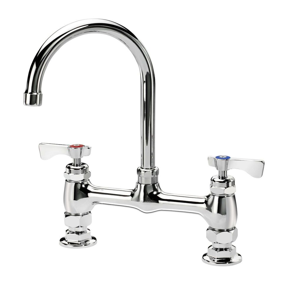 Krowne Royal Series 8 inch Center Raised Deck Mount Faucet with 6 inch Wide Gooseneck Spout