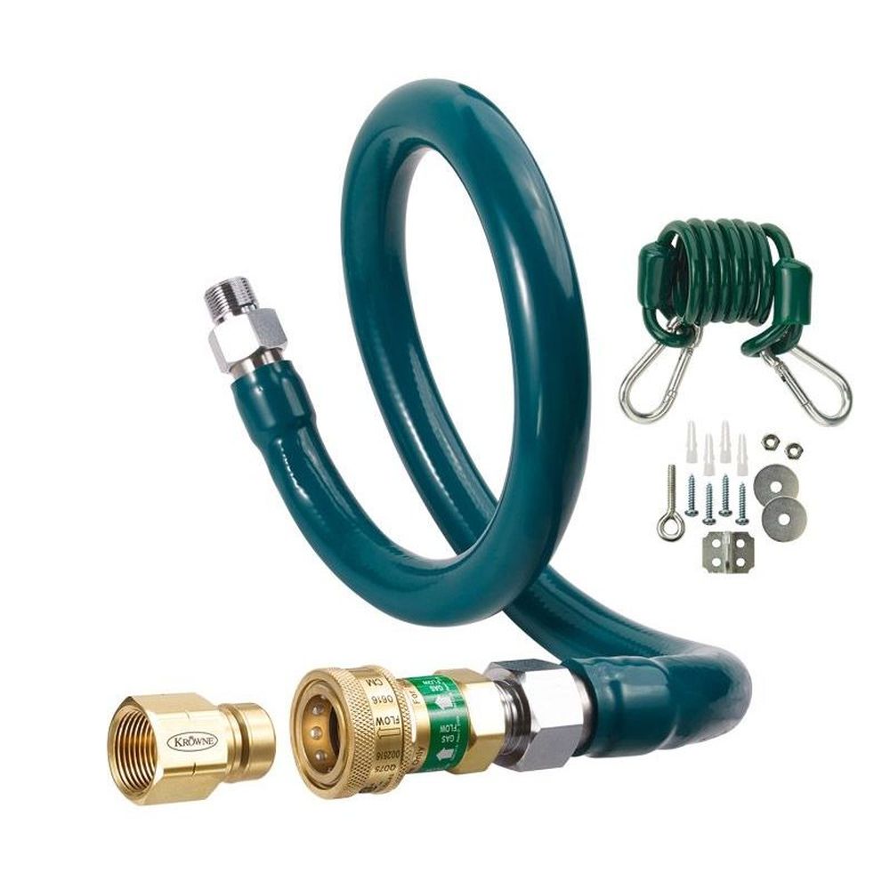 Krowne Gas Connector with Quick Disconnect and Restraining Cable Kit, 3/4 x 60 inch
