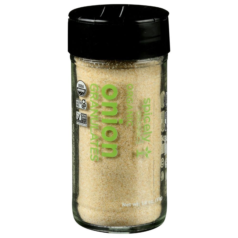 Spicely Organics Onion Granulates, 1.8 Ounce Glass Jar -- 3 Per Case