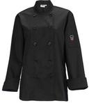 Winco Signature Chef Black Womens Tapered Fit Medium Chef Jacket -- 24 per case