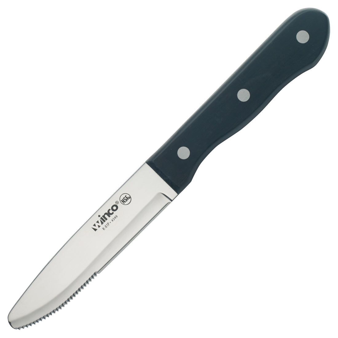Winco Round Tip Jumbo Steak Knife With Solid Pom Handle, 4 3/4 Inch Blade, 6 Count -- 12 Per Case