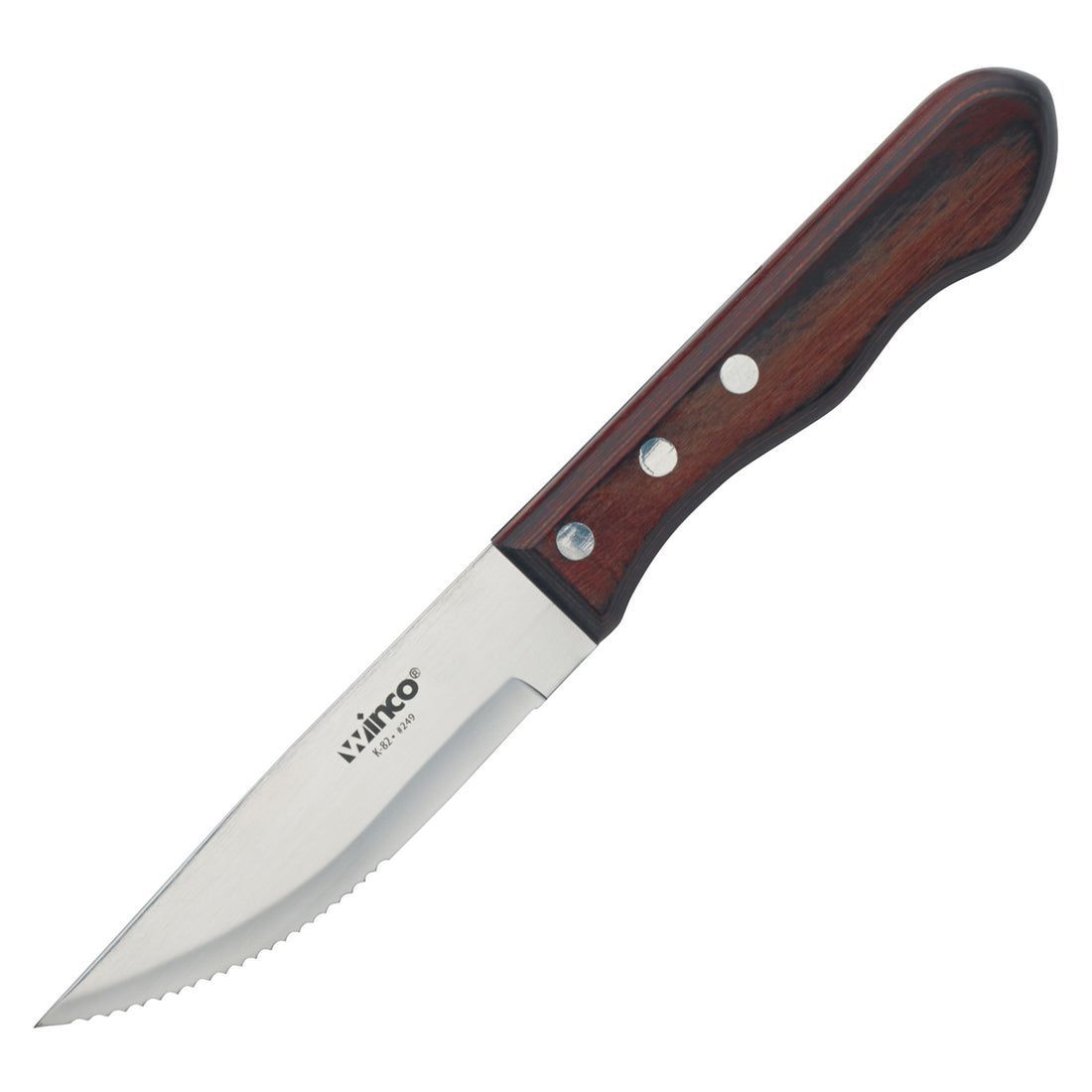 Winco Pointed Tip Jumbo Steak Knife With Polywood Handle, 4 3/4 Inch Blade, 6 Count -- 12 Per Case