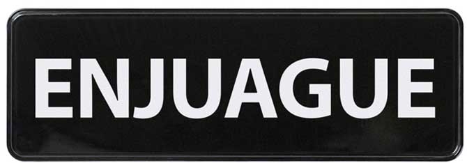 Winco Black Rinse Spanish Information Sign, 3 x 9 inch -- 144 per case