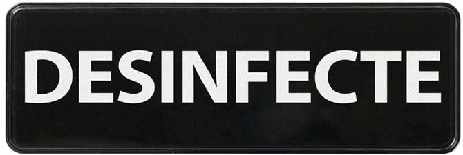 Winco Black Sanitize Spanish Information Sign, 3 x 9 inch -- 144 per case