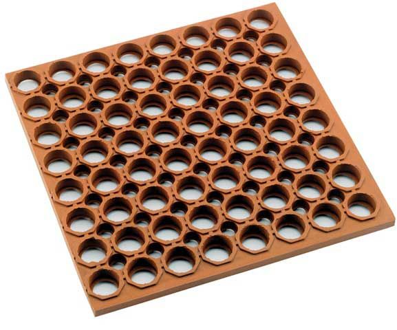 Winco Red Straight Edges Rolled Rubber Floor Mat, 3 X 5 Feet X 3/4 Inch