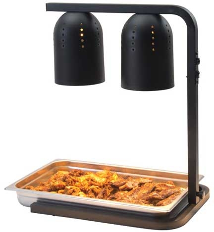 Winco Black Steel Base Aluminum Light Hood 3-Position Electric Heat Lamp -- 1 set