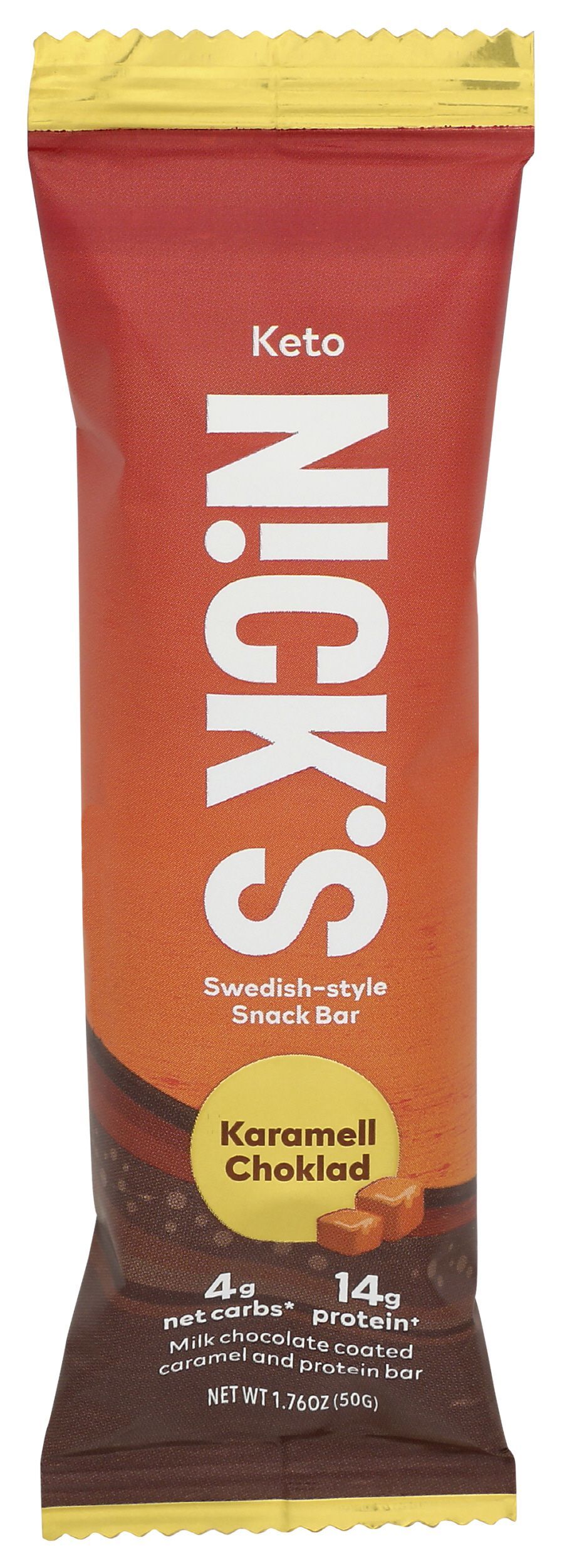 Nick's Keto Karamell Choklad Protein Bar, 1.76 Ounce -- 12 Per Case