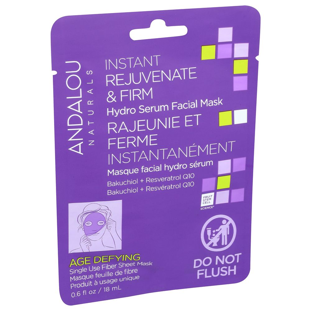 Andalou Naturals Age Defying Instant Rejuvenate and Firm Sheet Mask, 0.6 Fluid Ounce -- 6 per case