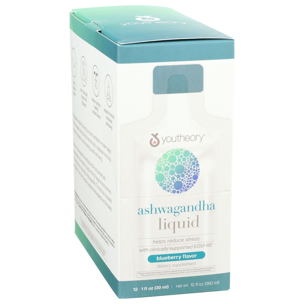 Youtheory Blueberry Ashwagandha Liquid, 12 Fluid Ounce