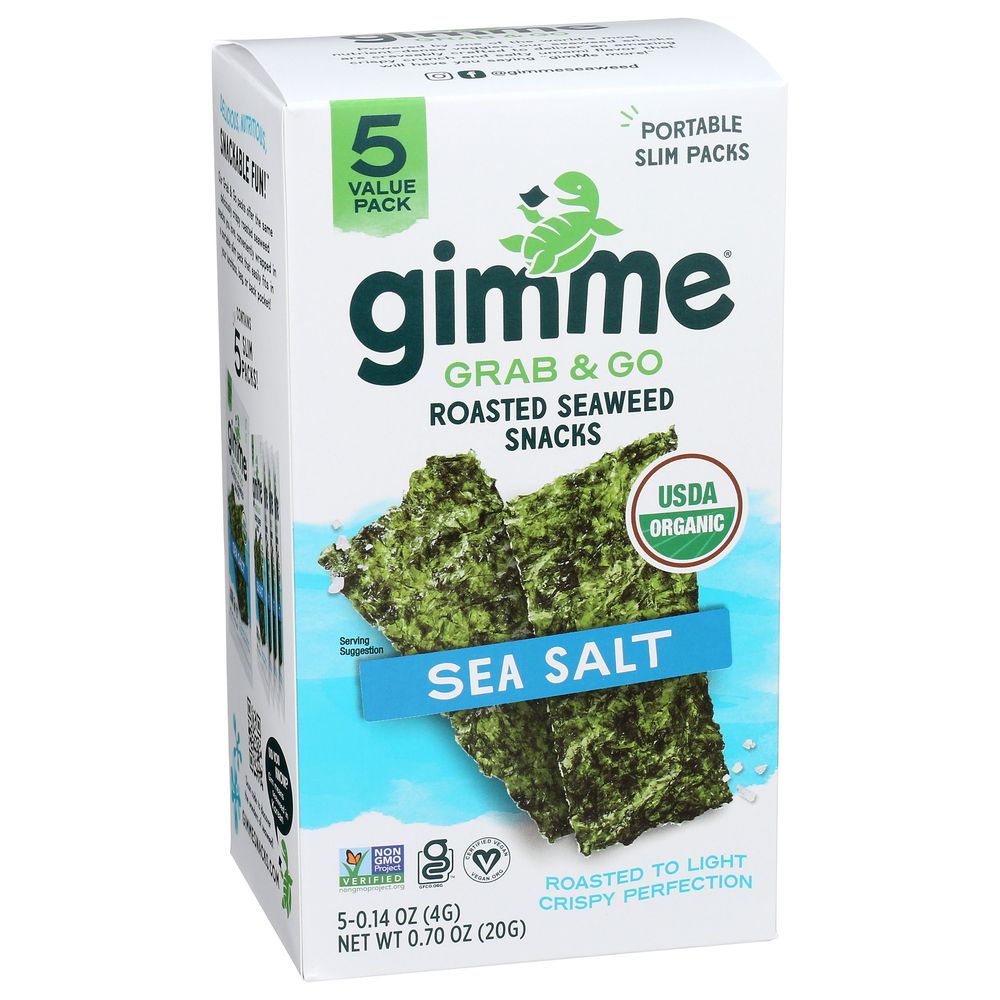Gimme Grab and Go Organic Sea Salt Roasted Seaweed Snacks, 0.7 Ounce -- 6 per case