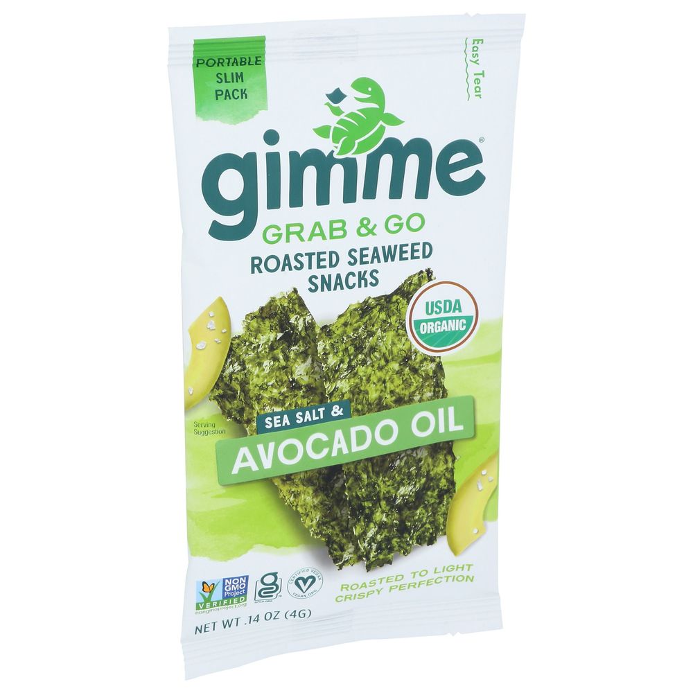 Gimme Grab and Go Organic Sea Salt and Avocado Oil Roasted Seaweed Snacks, 0.14 Ounce -- 30 per case