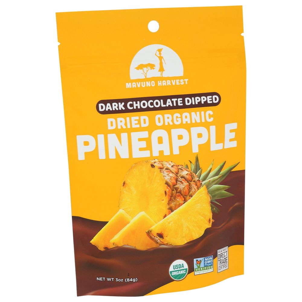 Mavuno Harvest Organic Dried Pineapple Dipped in Dark Chocolate, 3 Ounce -- 6 per case