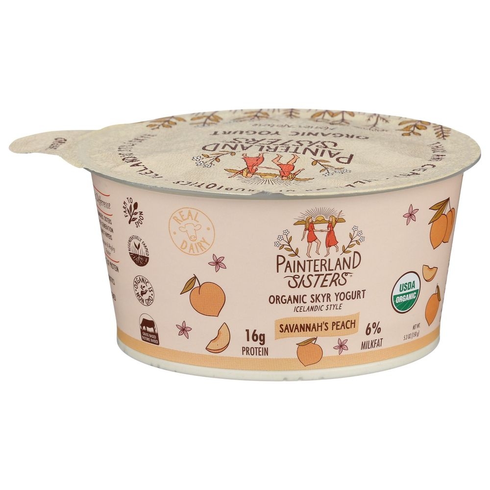 Painter Land Sisters Organic Savannahs Peach Skyr Yogurt, 5.3 Ounce -- 8 per case.