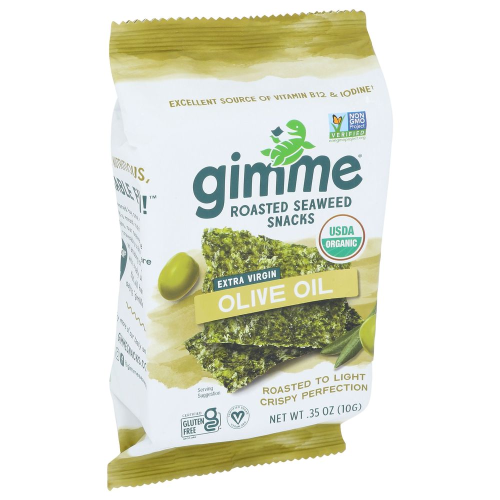 Gimme Organic Extra Virgin Olive Oil Roasted Seaweed Snacks, 0.35 Ounce -- 12 per case