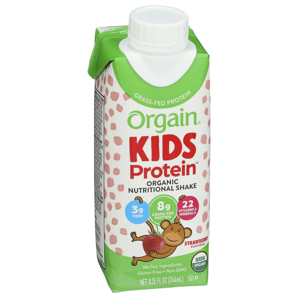 Orgain Kids Protein Organic Strawberry Nutritional Shake, 8.25 Fluid Ounce -- 12 per case
