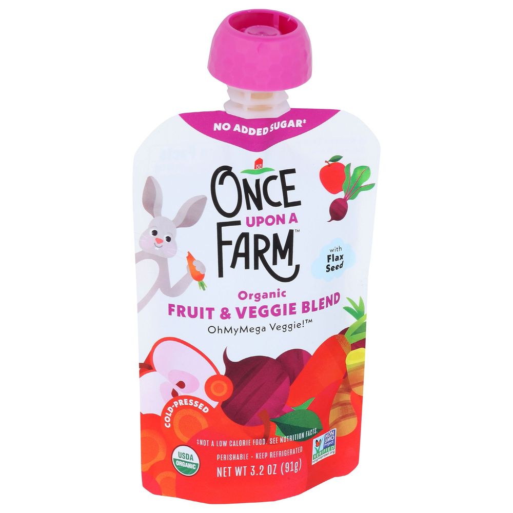 Once Upon A Farm OhMyMega Veggie Fruit and Veggie Blend for 6 Plus Month Baby, 3.2 Fluid Ounce -- 8 per case