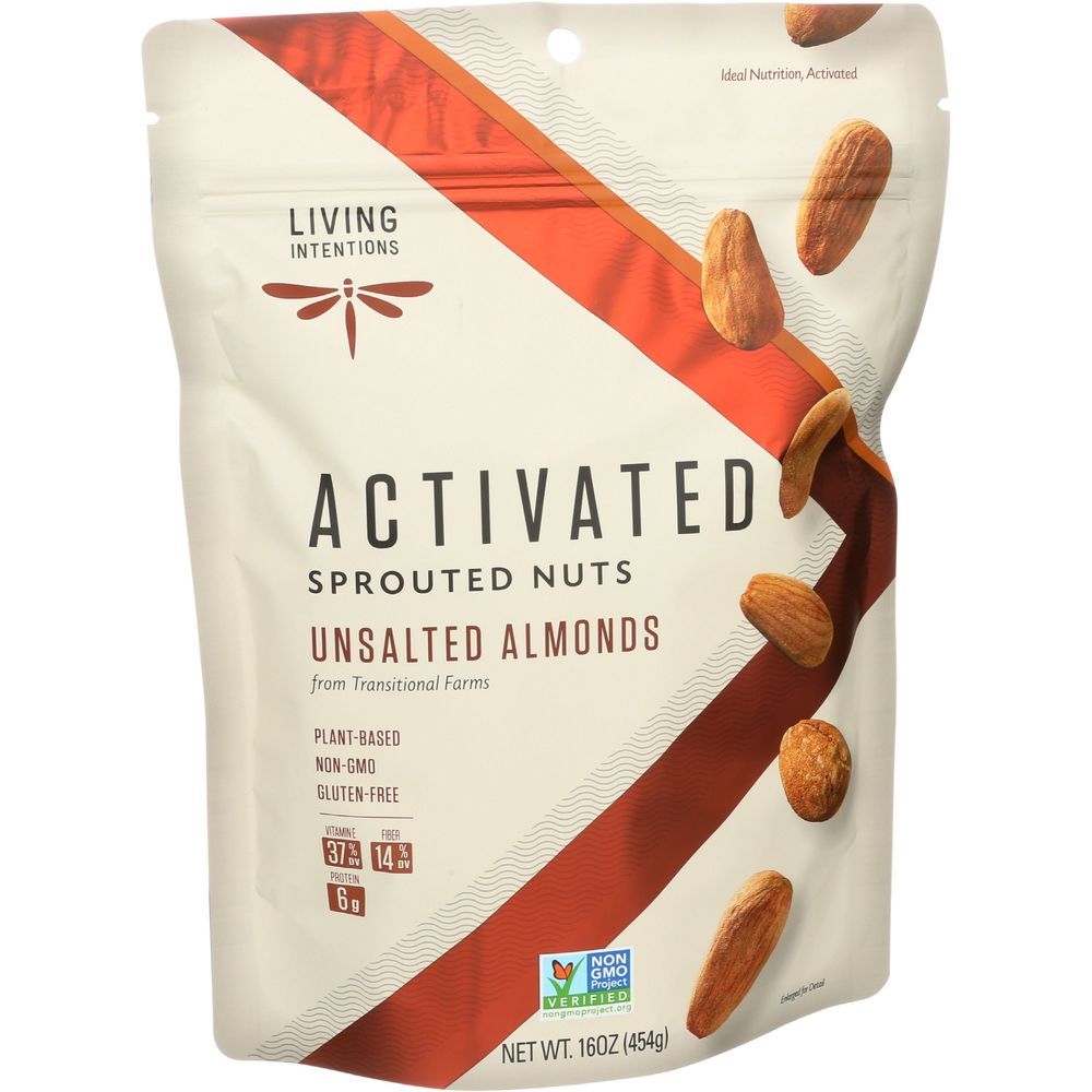 Living Intentions Activated Unsalted Sprouted Almonds, 16 Ounce -- 4 Per Case