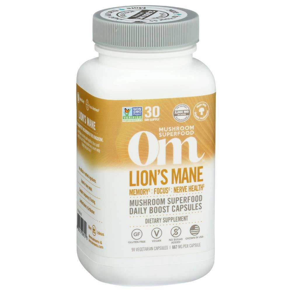 Om Lions Mane Mushroom Superfood Daily Boost Capsules, 90 Count