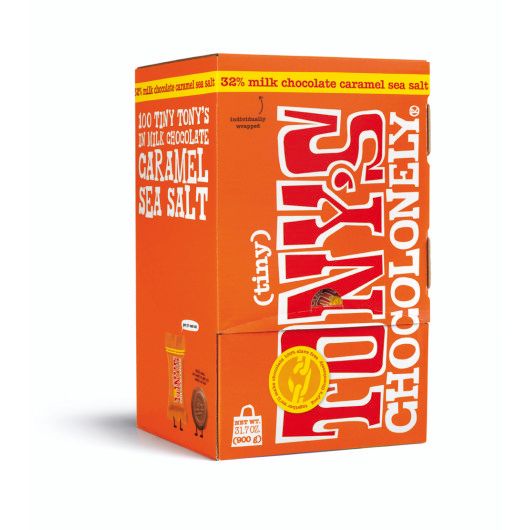 Tonys Chocolonely Milk Chocolate Caramel Sea Salt Bar, 0.32 Ounce -- 800 per case